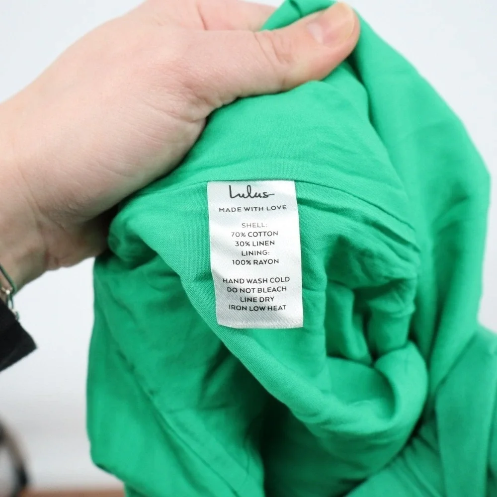 Lulus Sunshine Aura Strapless Jumpsuit Womens XL Green Lined Linen Tie-Front